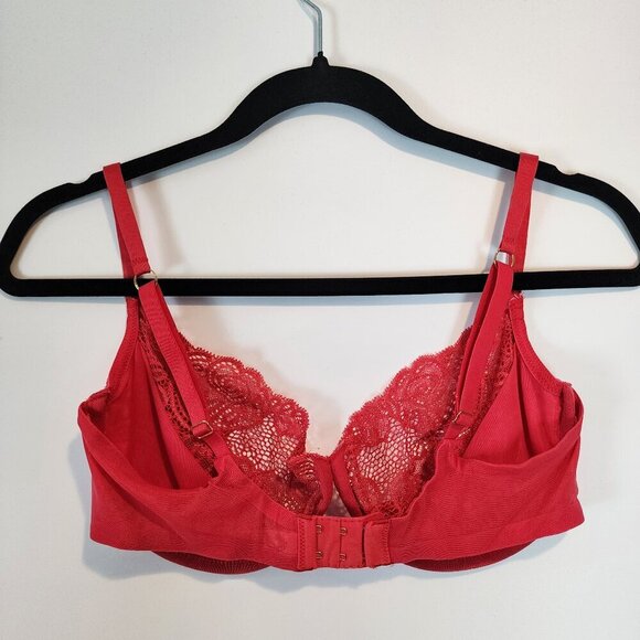 Vintage Victoria's Secret VERY SEXY Sheer Lace Twist Front Push Up Bra‎ RED 36D - Picture 5 of 10